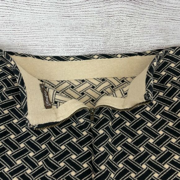 J. McLaughlin Black Beige Basket-weave metallic Knit Pencil Skit Size M - Picture 7 of 7